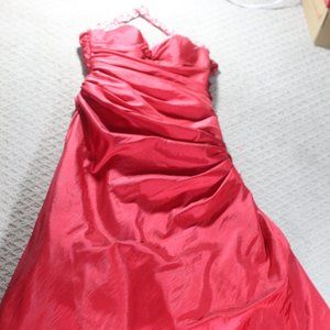 Flirt by Maggie Sottero Size S Red Ruched Satin Halter with Beading